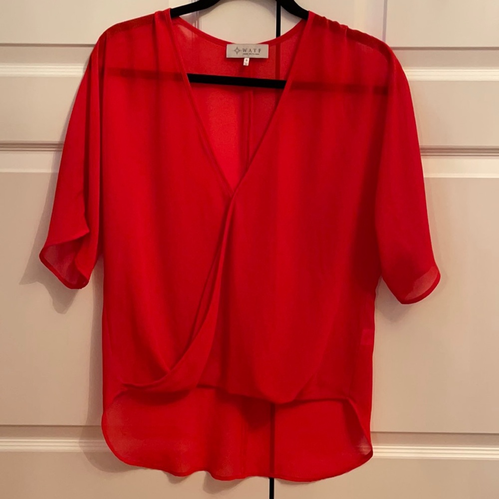 Wayf Sheer High-Lo Blouse
